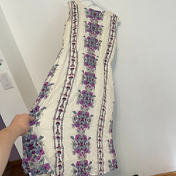 OLD NAVY Printed Tassle Boho Midi Dress Cream Ivory Floral Tassel Boho M NO BELT - Picture 13 of 13